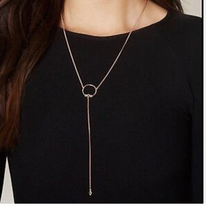 LUV AJ Full Bloom Lariat Necklace (Rose Gold)
